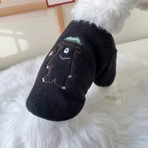【PET】2色展開韓国風暖かくて柔らかい生地可愛い動物刺しゅう飾り秋冬シャツ