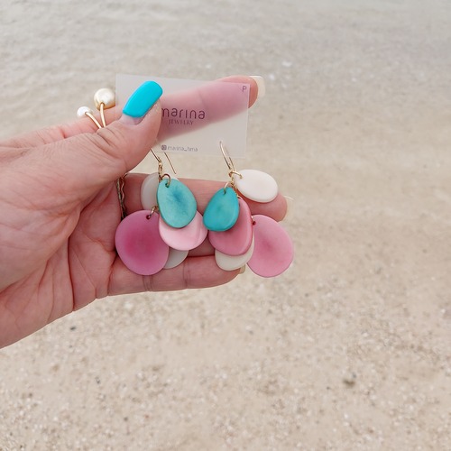 14kgf Tagua Nuts layers pierced earringsタグア