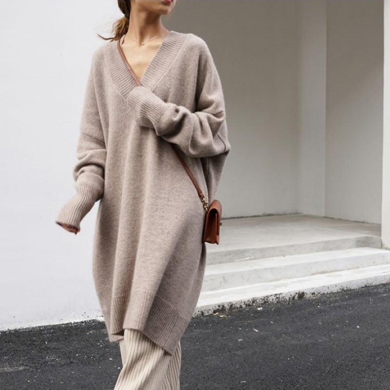 秋冬新作 ニットワンピース ニット ワンピース レディース ワンピース ニット Vネック ニットワンピース 深vネックワンピース ワンピース 長袖 膝丈 ニットワンピース ロング 秋 冬 秋冬 秋冬物 秋服 冬服 ベージュ ブルー ブラウン P8027 Kirari きらり