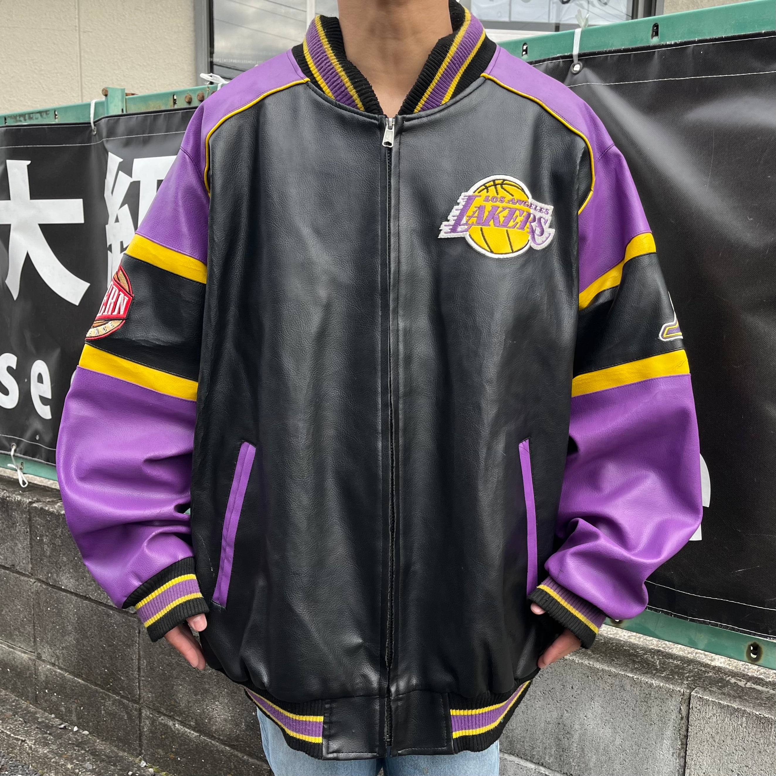 80s ～90s Jeff Hamilton×Lakers レザー仕様スタジャン - アウター