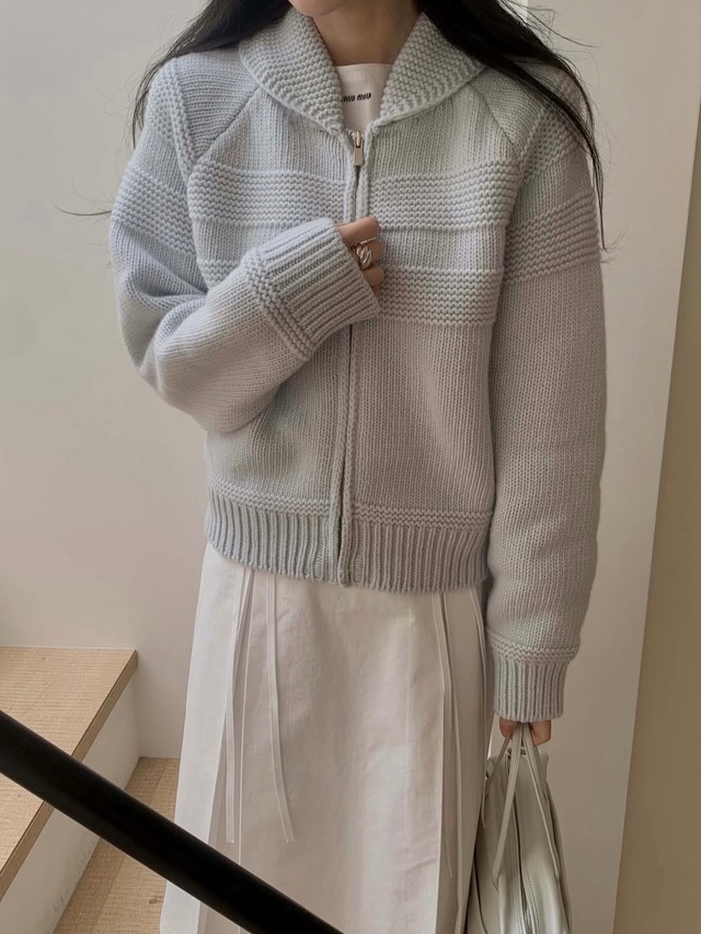 (予約) miel / Merry Zip-Up cardigan 4color