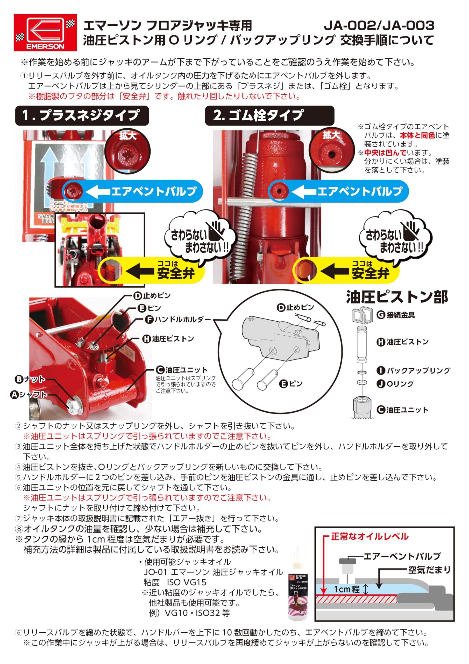 エマーソン(Emerson) フロアジャッキ補修パーツ エマーソンジャッキの 