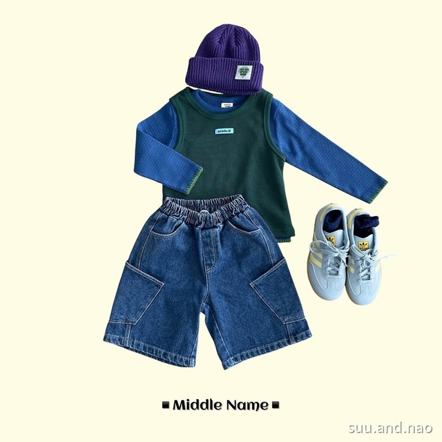 取寄：middlename　ワッフルレイヤードノースリーブ/Jr※送料無料