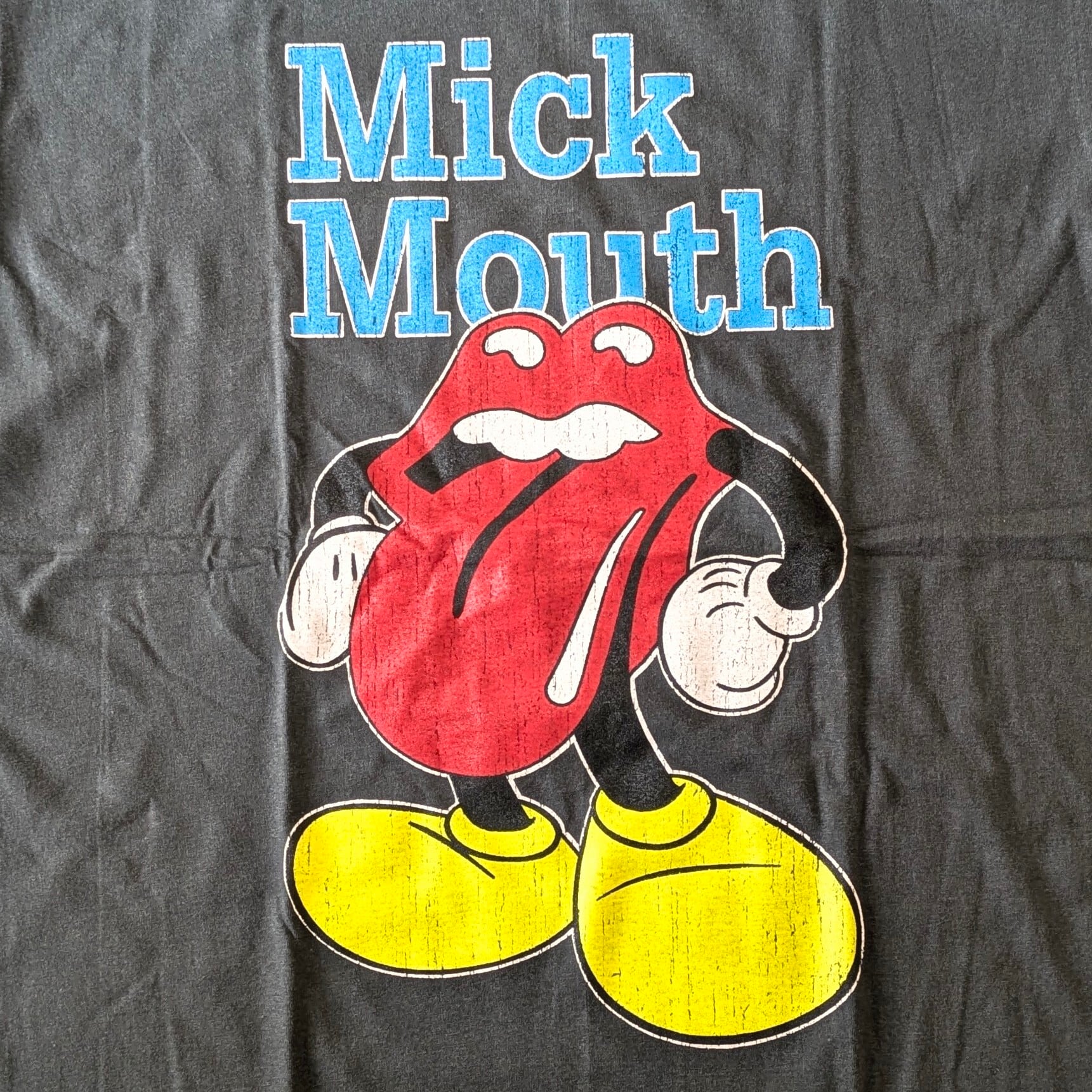 【 MICK MOUTH   Mickey Mouse/Mick Jagger /ミッキーマウス/ミックジャガー/ミックマウス 】ローリングストーンズ / バンドT / ビンテージ加工〚アメリカン雑貨 アメトイ〛