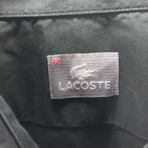 ラコステ　長袖シャツ　刺繍ロゴ　ユーロ古着　ブラック　メンズ　42