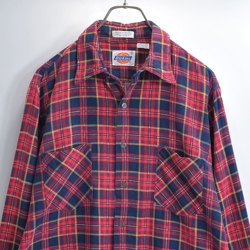 80～90s Dickies ディッキーズ チェック柄 プリントネルシャツ