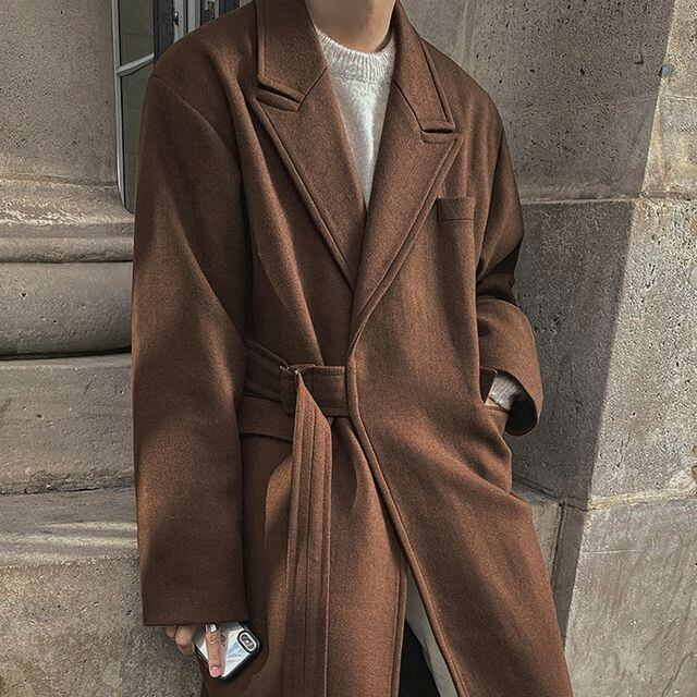 予約販売】チェスターコート アウター ロング丈 メンズ 無地 ウエスト