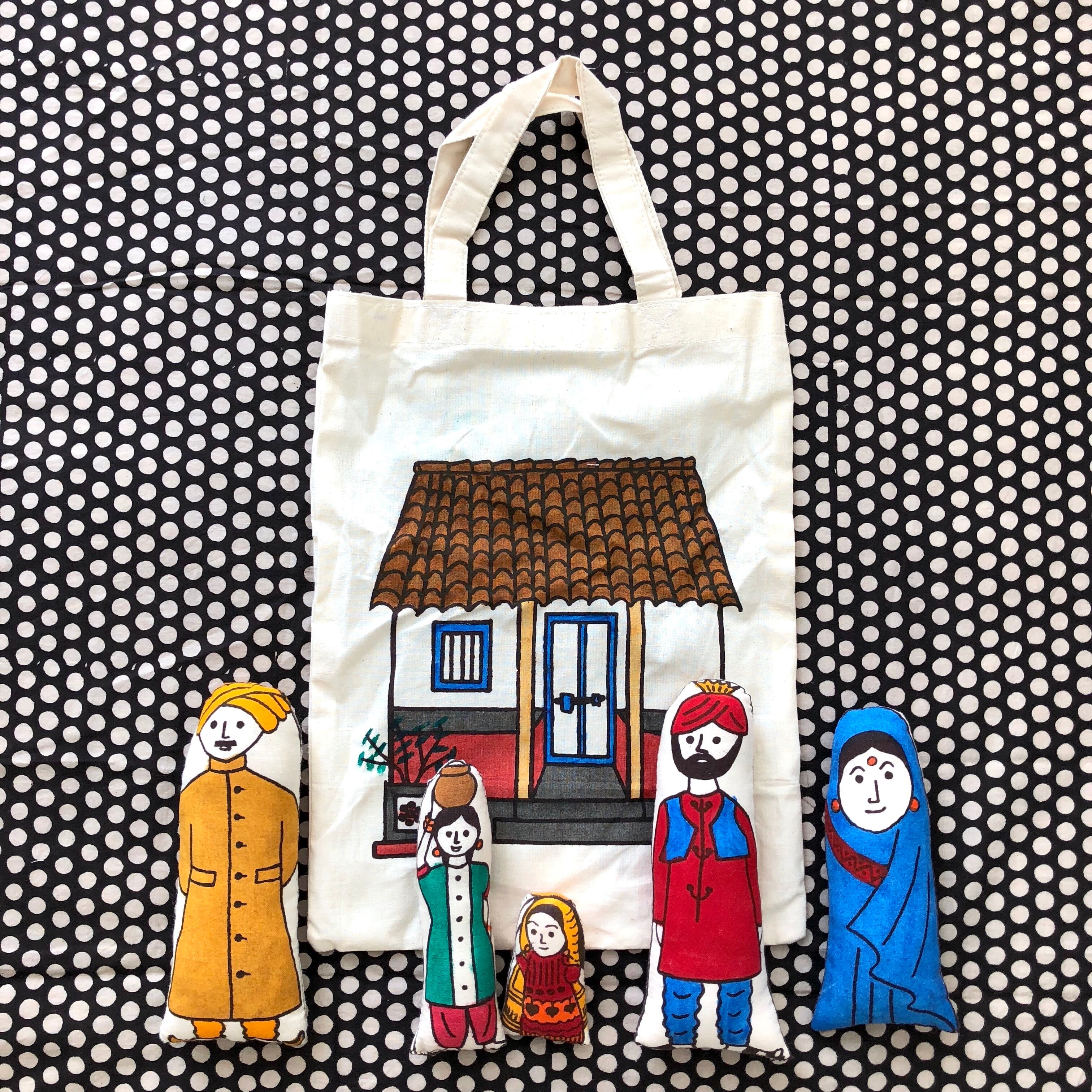 パンジャブ暮らしのインド人家族ぬいぐるみSet