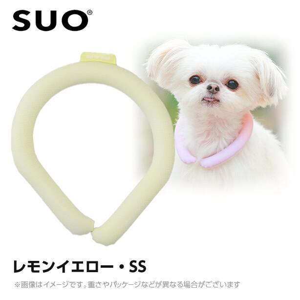 【メール便】2023 SUO 28°アイスクールリング ボタンなし SS レモン (ネッククーラー 犬用 ひんやりグッズ 冷感アイテム)