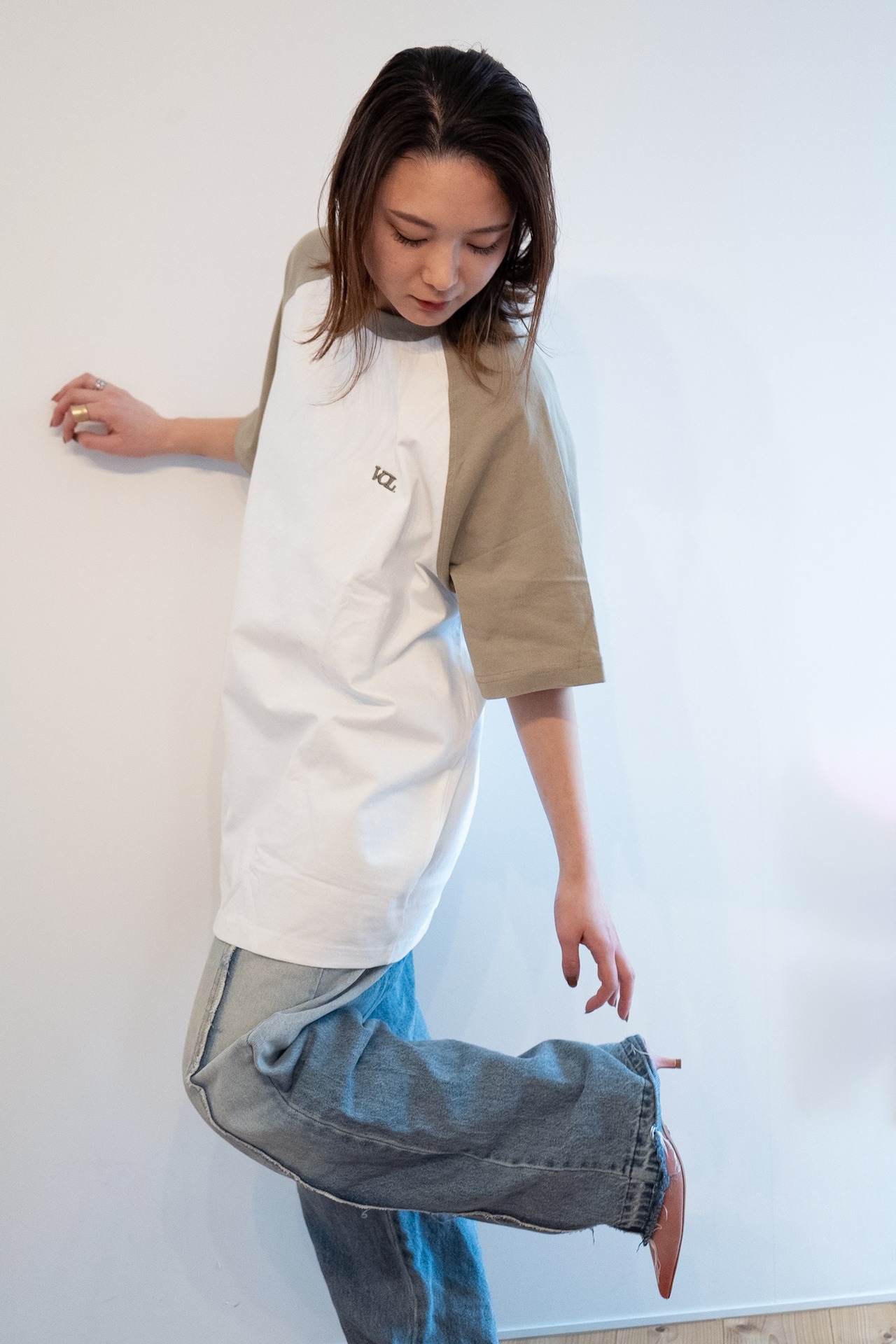 bicolor Tee/sand khaki