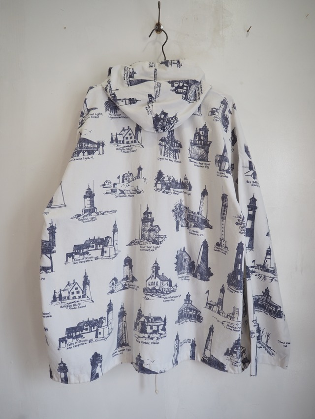 1990’s USA MICHIGAN RAG Co. Lighthouse Print Hooded Jacket／XL？