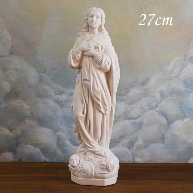 被昇天の聖母像【27cm】室内用クリーム色仕上げ