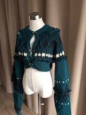 forest green remake knit cardigan-5076-11