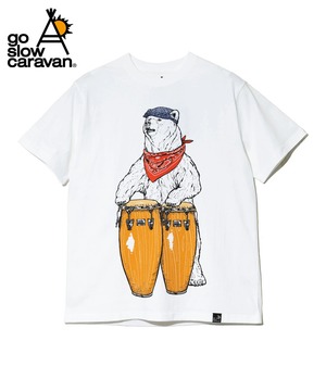 go slow caravan ゴースローキャラバン コンガクマ グラフィックTシャツ｜USAコットン使用 6.8oz ユニセックス 親子リンクコーデ対応 ホワイト