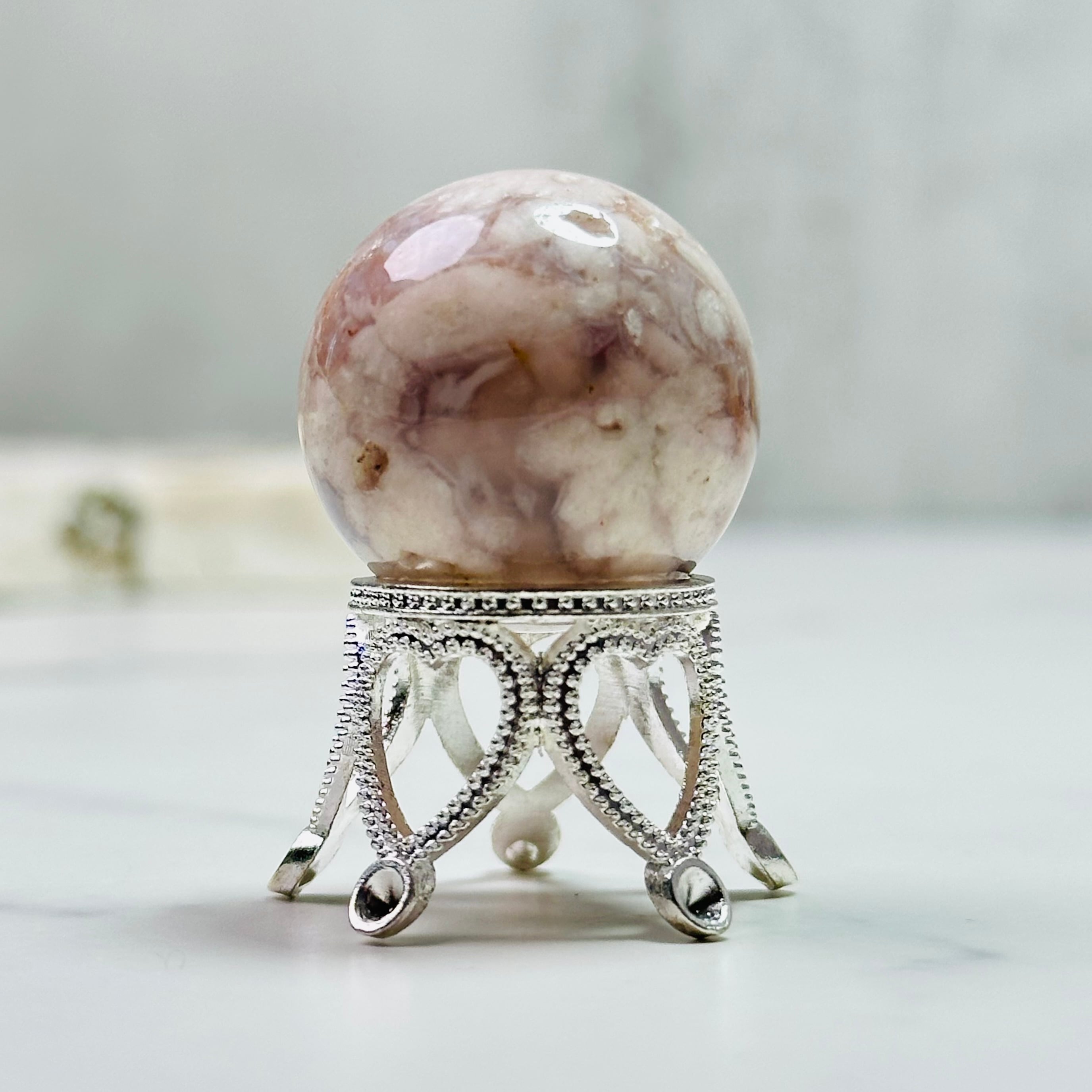 癒しの天然石インテリア｜フラワーアゲートミニスフィア12 | Mt.Sophia