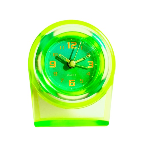 Clear yellowish-green table clock