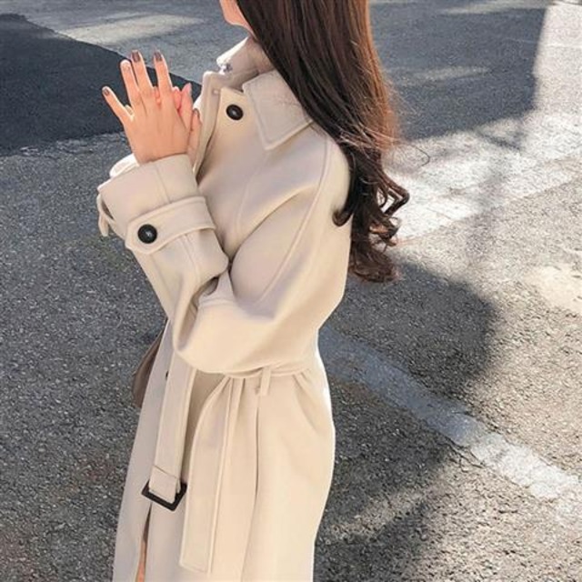 パッド入り厚手冬最新韓国スタイルミドル丈ゆったり薄手ウールコート女性用秋ウールコート