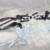 ♡ 【全4色】Milky bunny ぽんぽんリボン うさみみフリルレースヘッドドレス light blue ♡