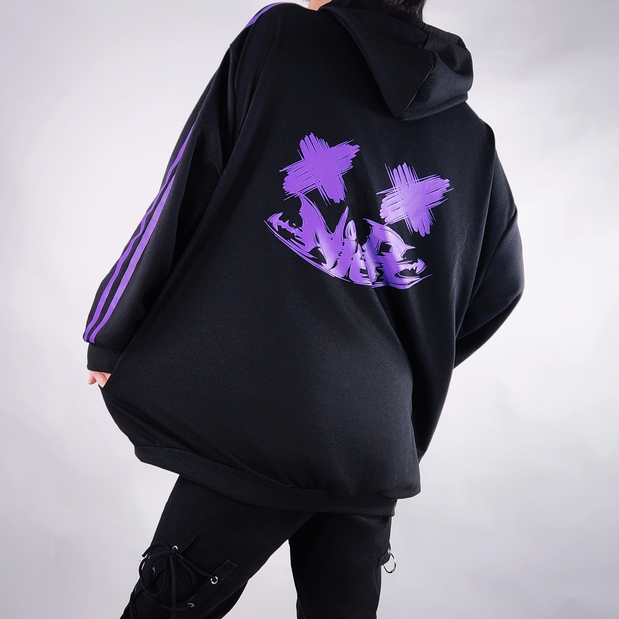 Xmas直前サンキュー大特価》PURPLE CROSS LINE HIGH NECK HOODIE