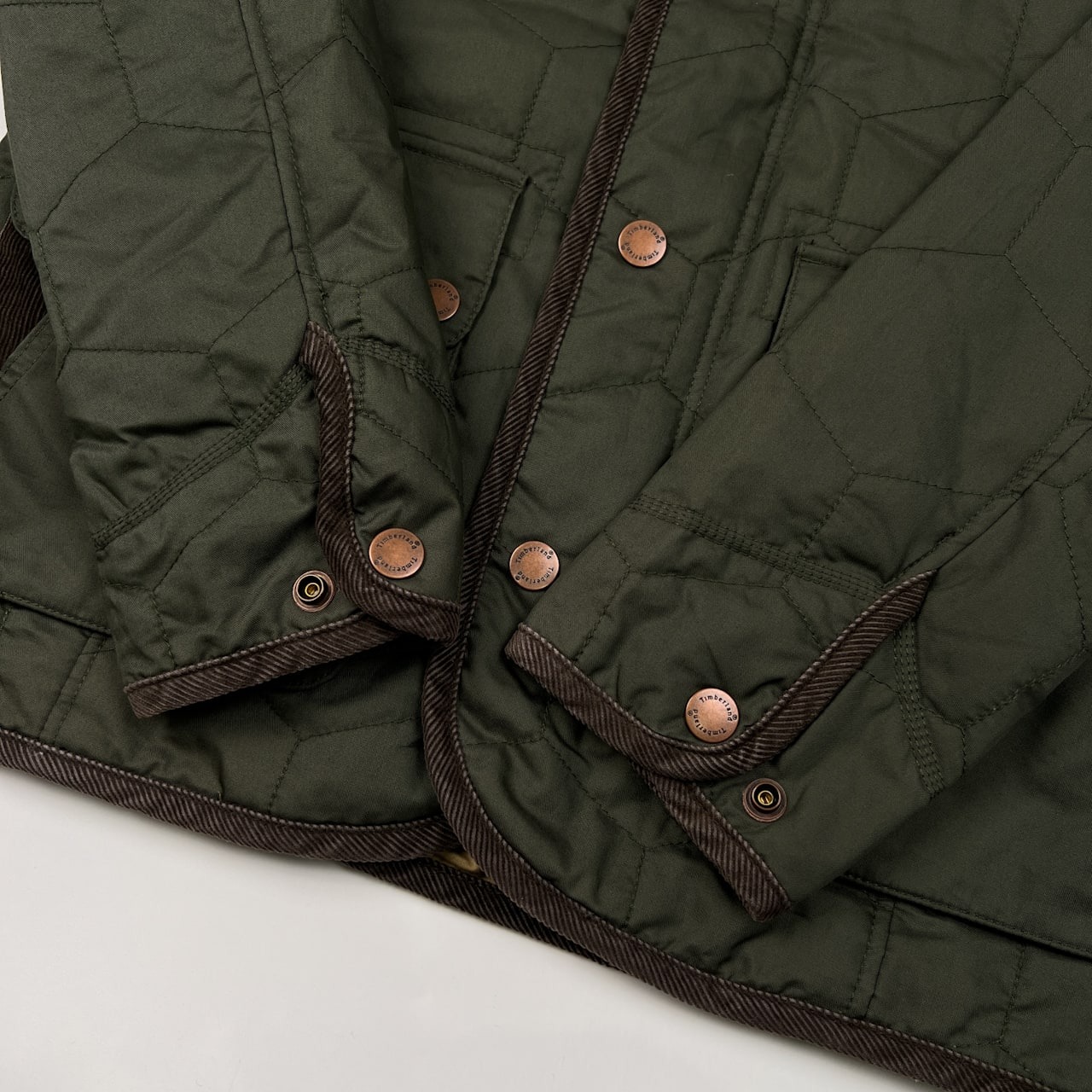 00s Timberland ティンバーランド 本革 レザー 切替 キルティング ジャケット サイズ S /メンズ/カーキ/オールド
