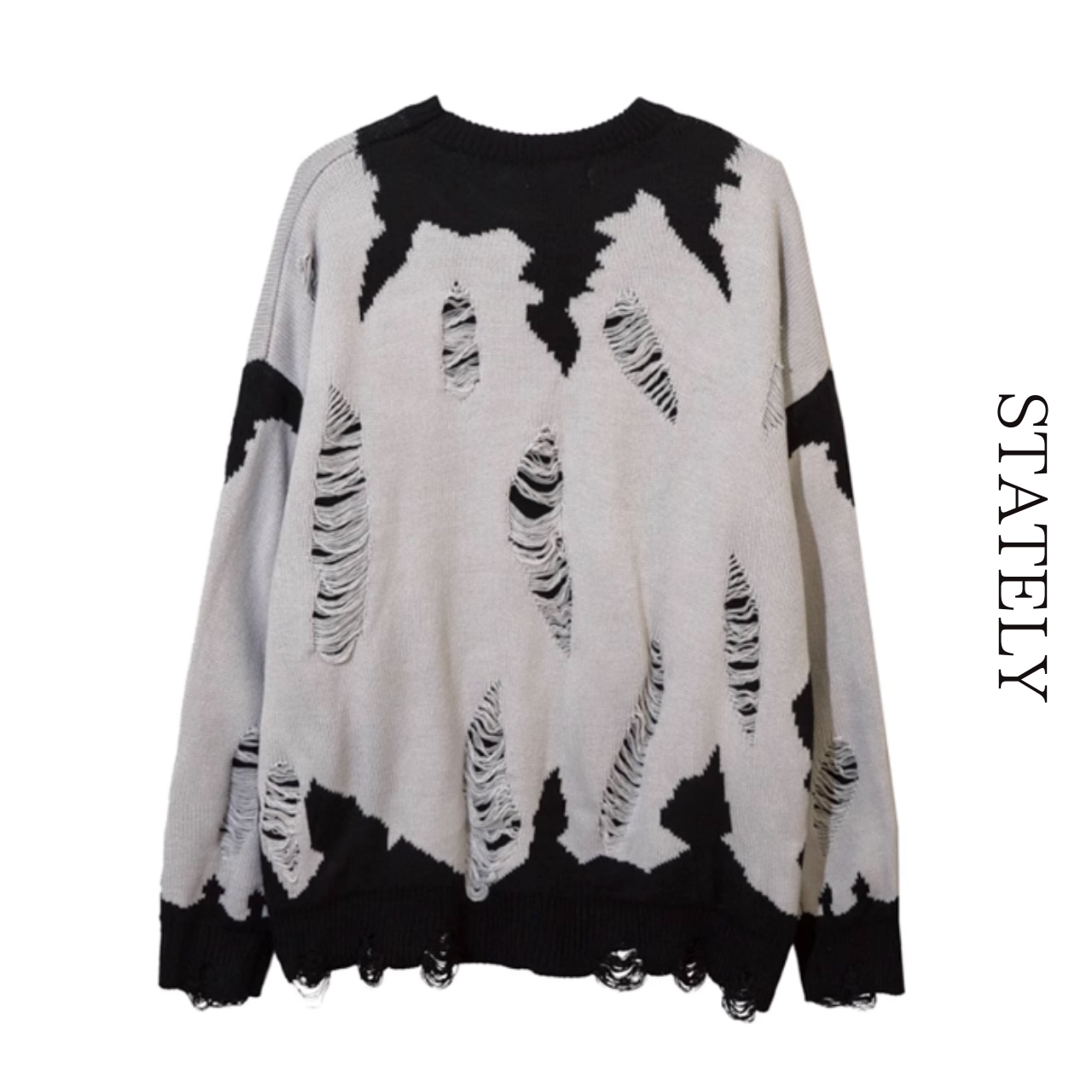 ダメージ バイカラー ロゴオーバーニット/3color_T32・画像2