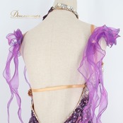 社交ダンス 衣装 silvia design シルビア スタンダード ドレス ワンピース デモ 競技 ダンス パーティ 発表会 紫 フリル レース 華やか ラベンダー パープル系 ホワイト系 高級感 かわいい フリル 競技用 ドレス ロングドレス コスチューム エレガント 女性用 おしゃれ パフォーマンス