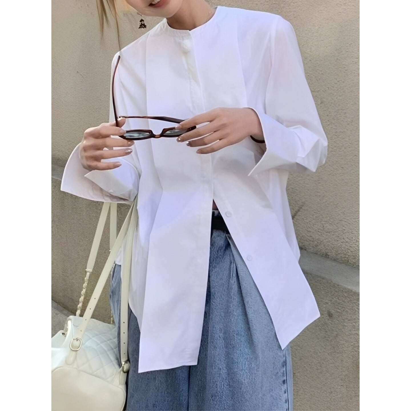 ノーカラーロングシャツ RA3200