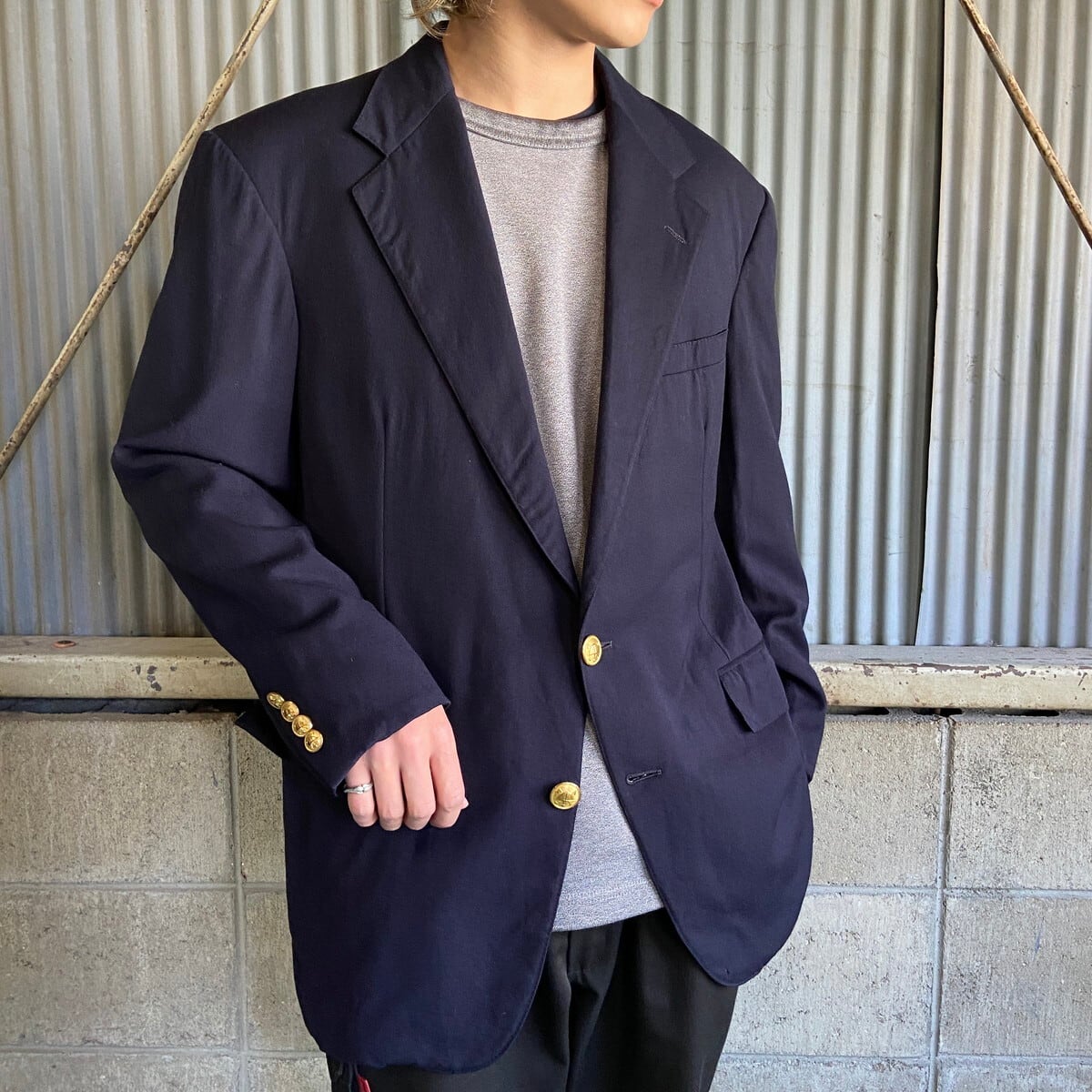 90年代 USA製 Polo by Ralph Lauren テーラードジャケット 紺ブレ 