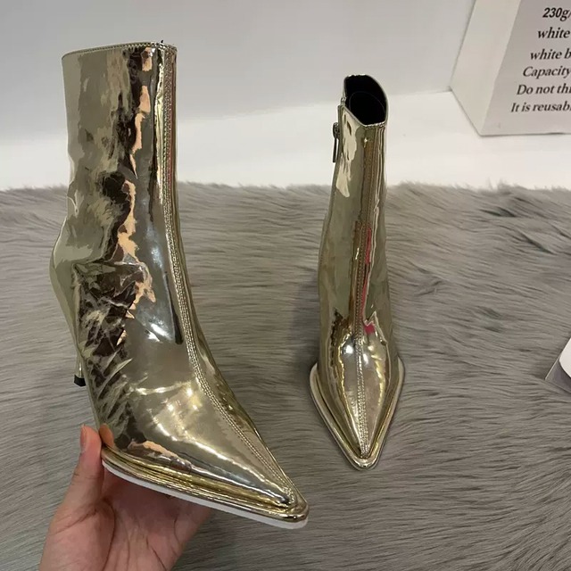 pointed toe middle boots　10486