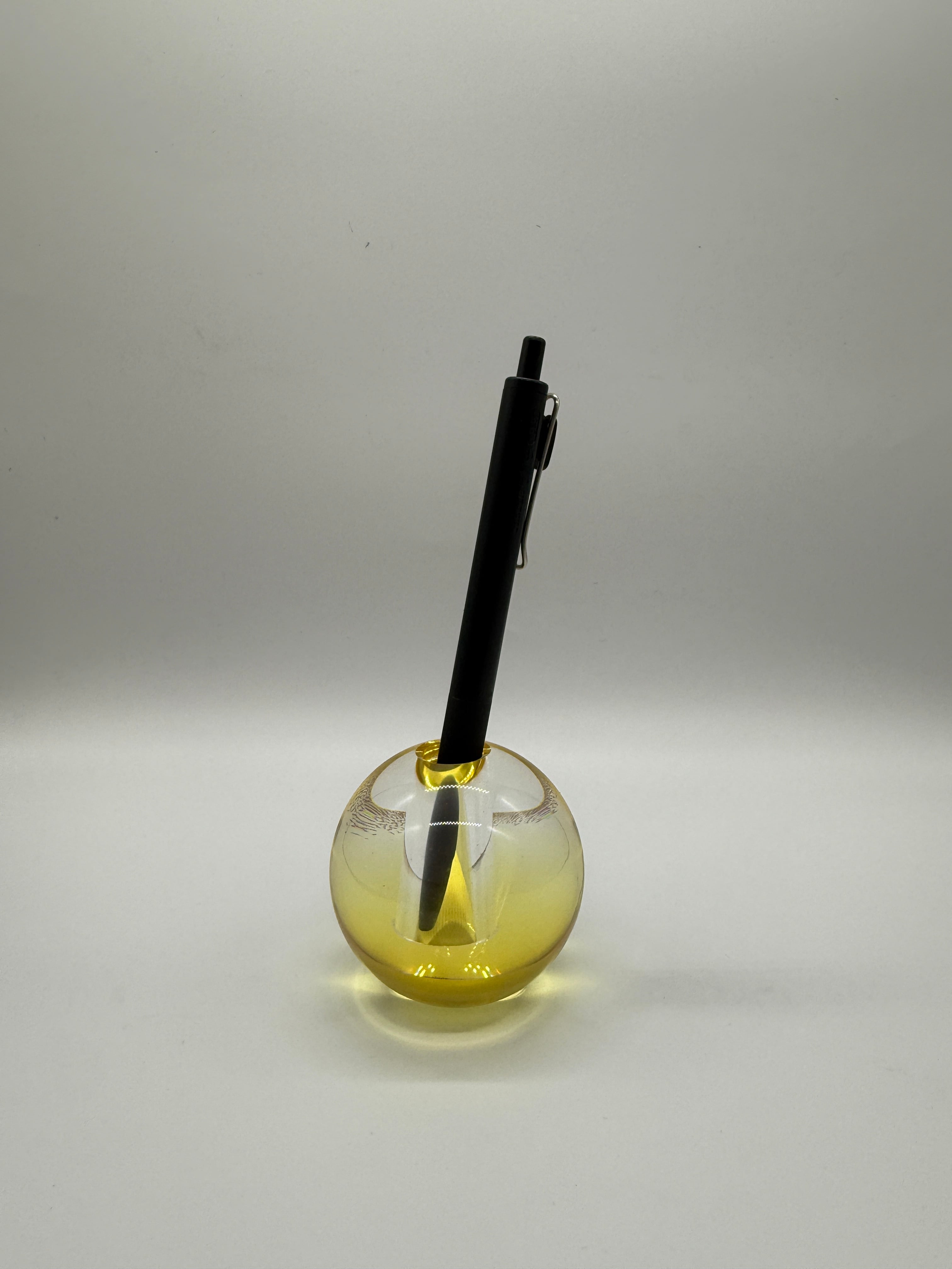 丸型ガラスペン立て【イエロー】