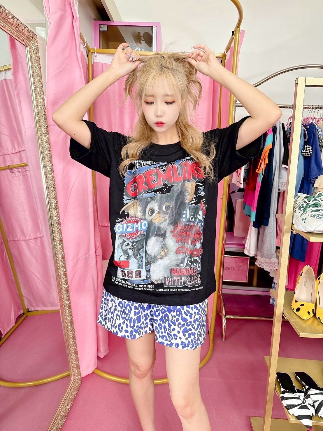 ブルーレオパードショートパンツ/レディースファッション/韓国