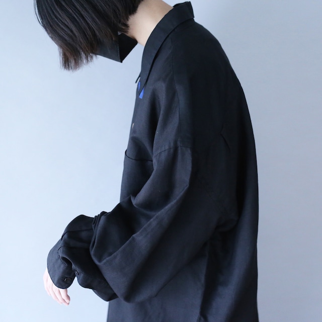 "刺繍" square in circle art design fry-front minimal mode shirt