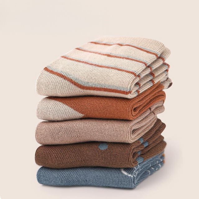 【即納】クマちゃんモチーフのクルーソックス 5足セット