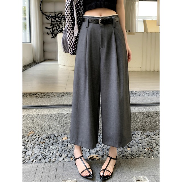 【ワイドクロップド丈パンツ】P00837