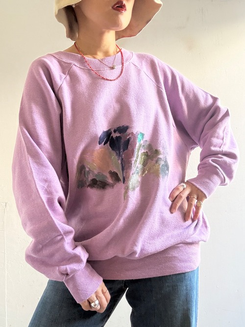 ④Vintage Sweat Shirt Handprinted By Megan