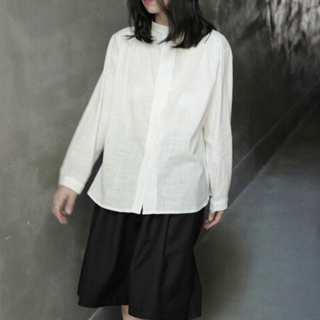 Stand collar long sleeve top【2color】 C0403