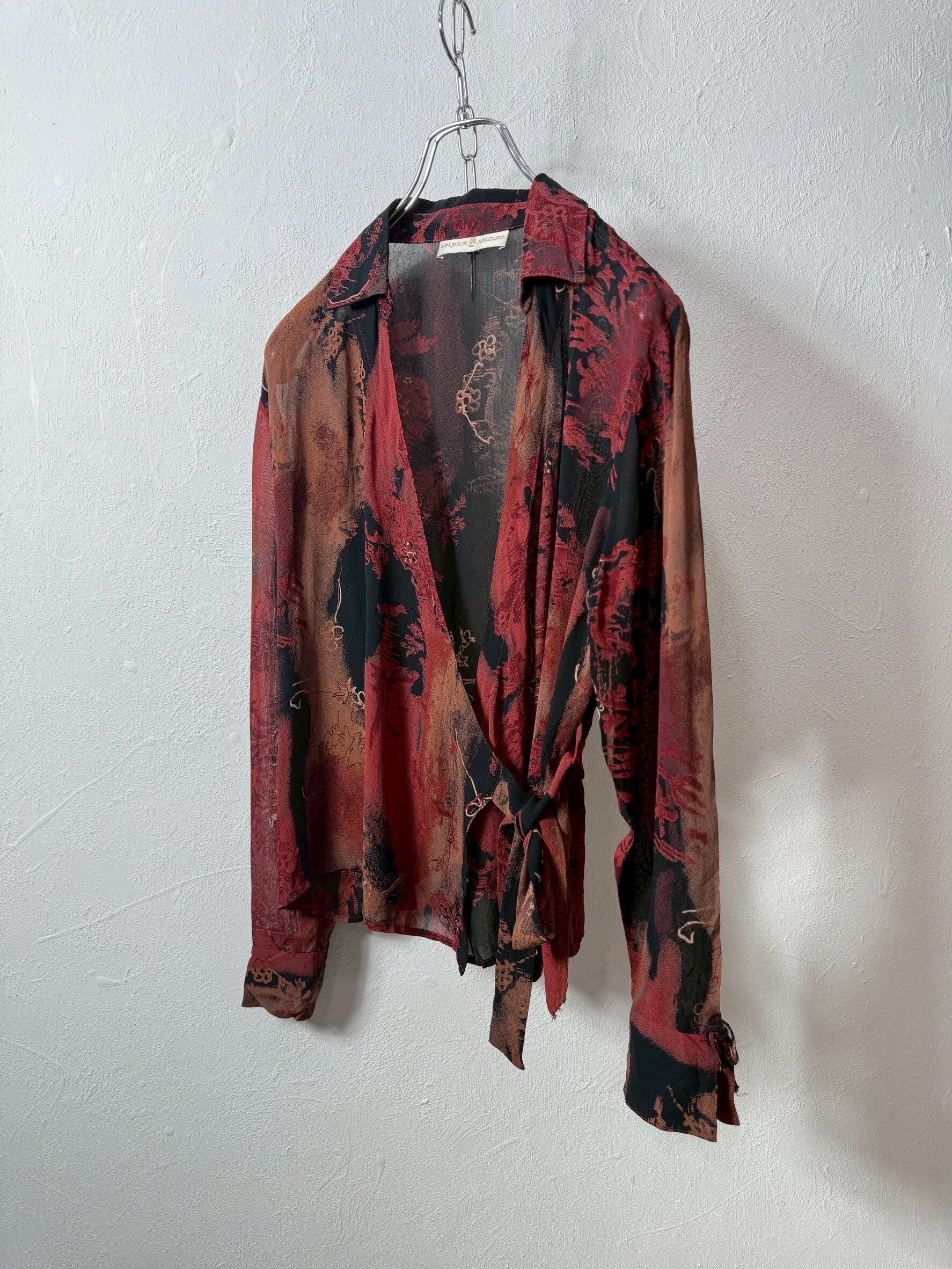 90’s china design sheer shirt jacket