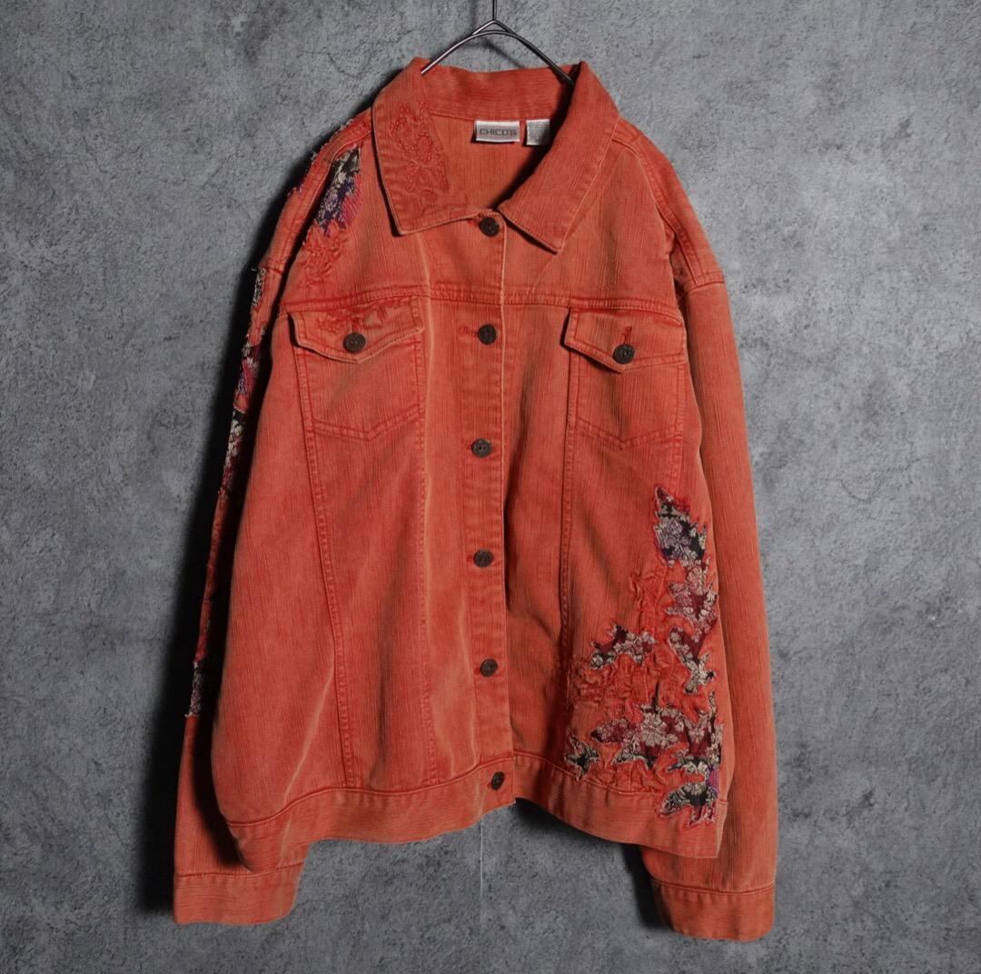 "CHICO ’s" embroidery damage design jacket