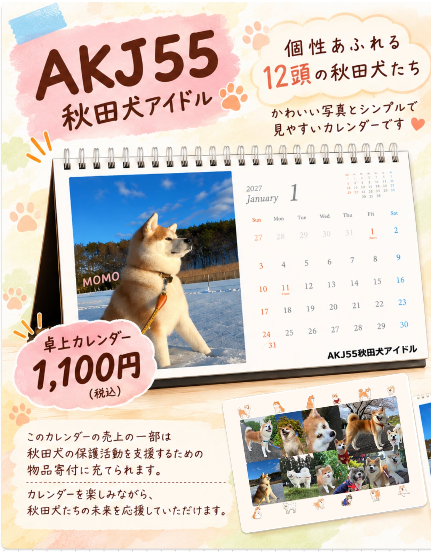 AKJ55秋田犬アイドル チャリティーカレンダー 2027