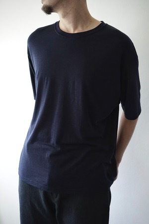 Super120s Washable Wool Jersey / Oversized Tee（NAVY）