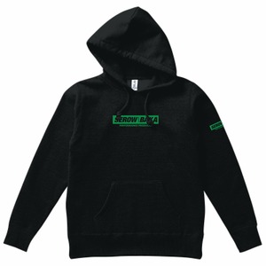 ブラック／グリーン　厚手裏起毛パーカーBOX LOGO