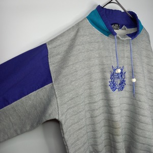 70 - 80s　ハイネック　スウェット　トレーナー　刺繍ロゴ　太アーム　XL