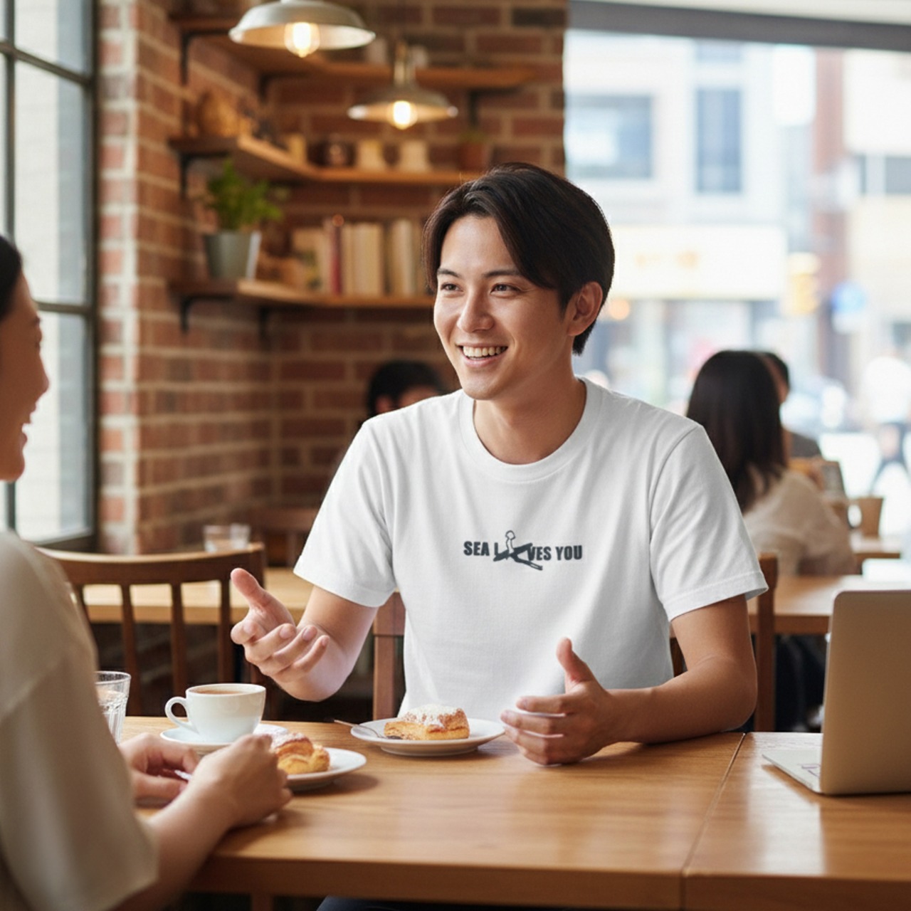 SEA LOVES YOU ロゴ-Tシャツ(ホワイト) - 1