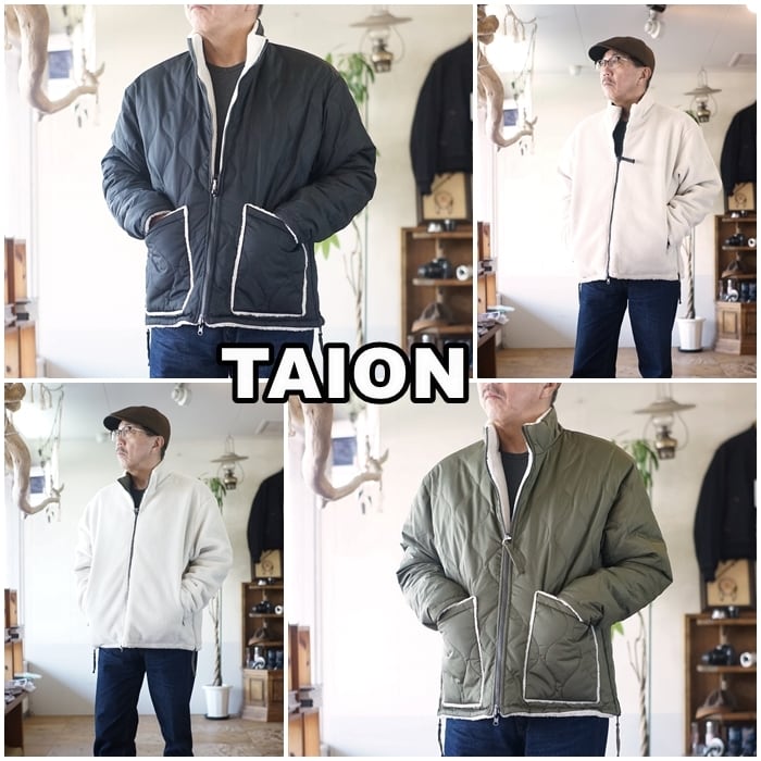 TAION タイオン ミリタリー リバーシブル ハイネック ダウンジャケット