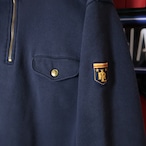 90s POLO RALPH LAUREN ハーフジップスウェット 赤×ネイビー エポレット 金ボタン