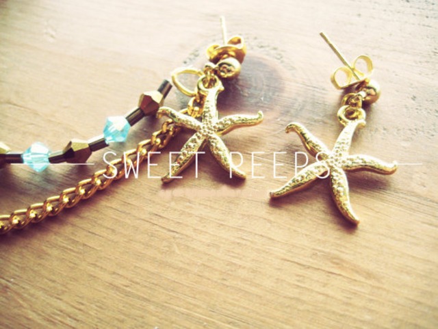 Gold Ear Cuff with Gold Starfish Set