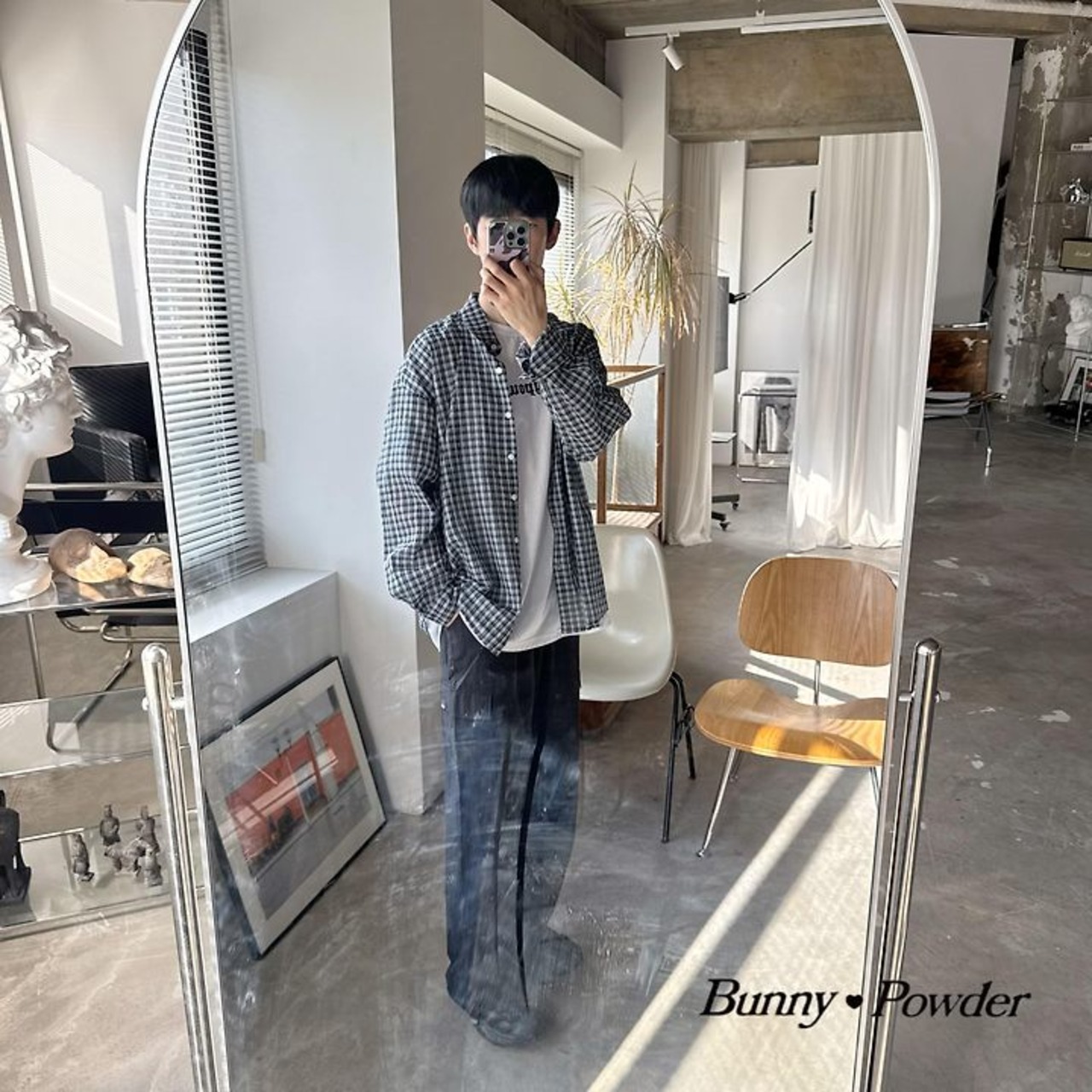 [Bunny Powder] Feature) Milk Check Shirt / [버니파우더] 기획)밀크체크남방
