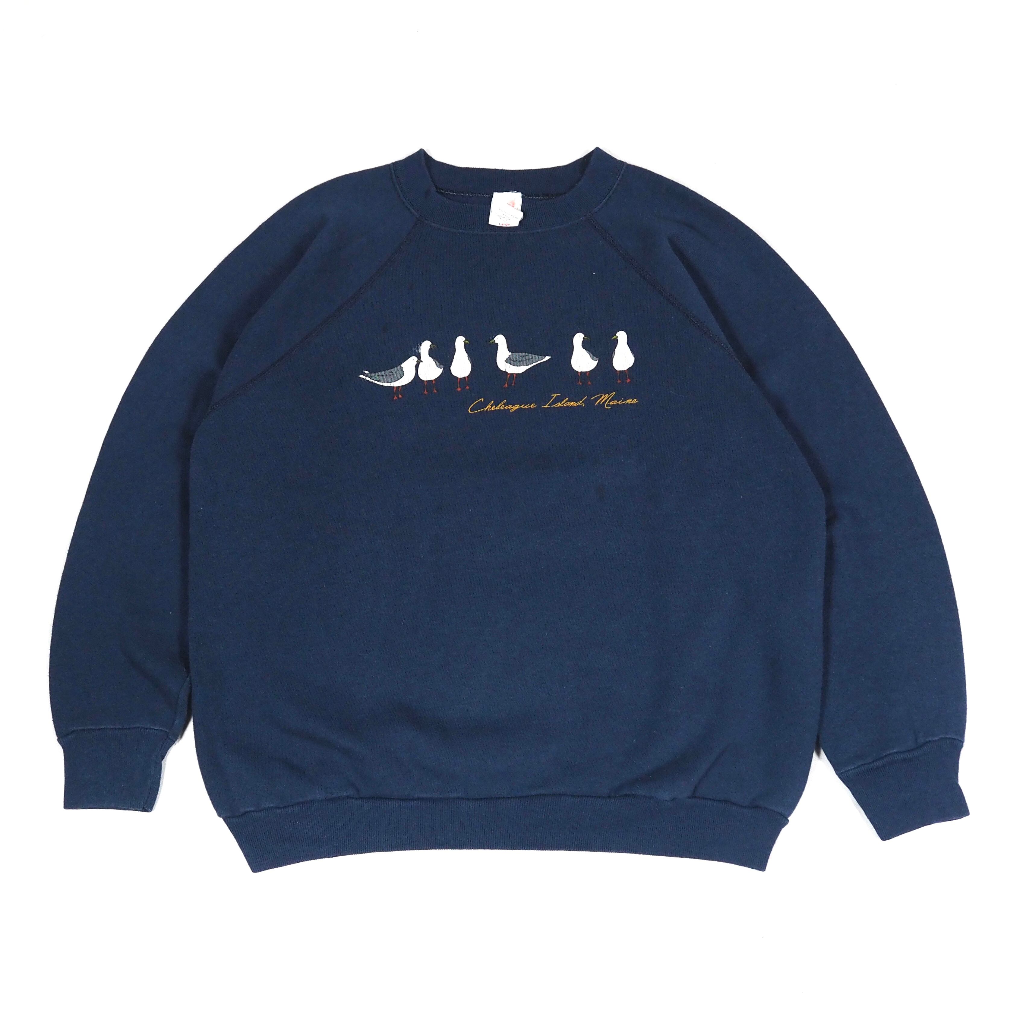 80’s souvenir sweatshirt L Chebeague Maine Navy USA製 スーベニアスウェット シーグル