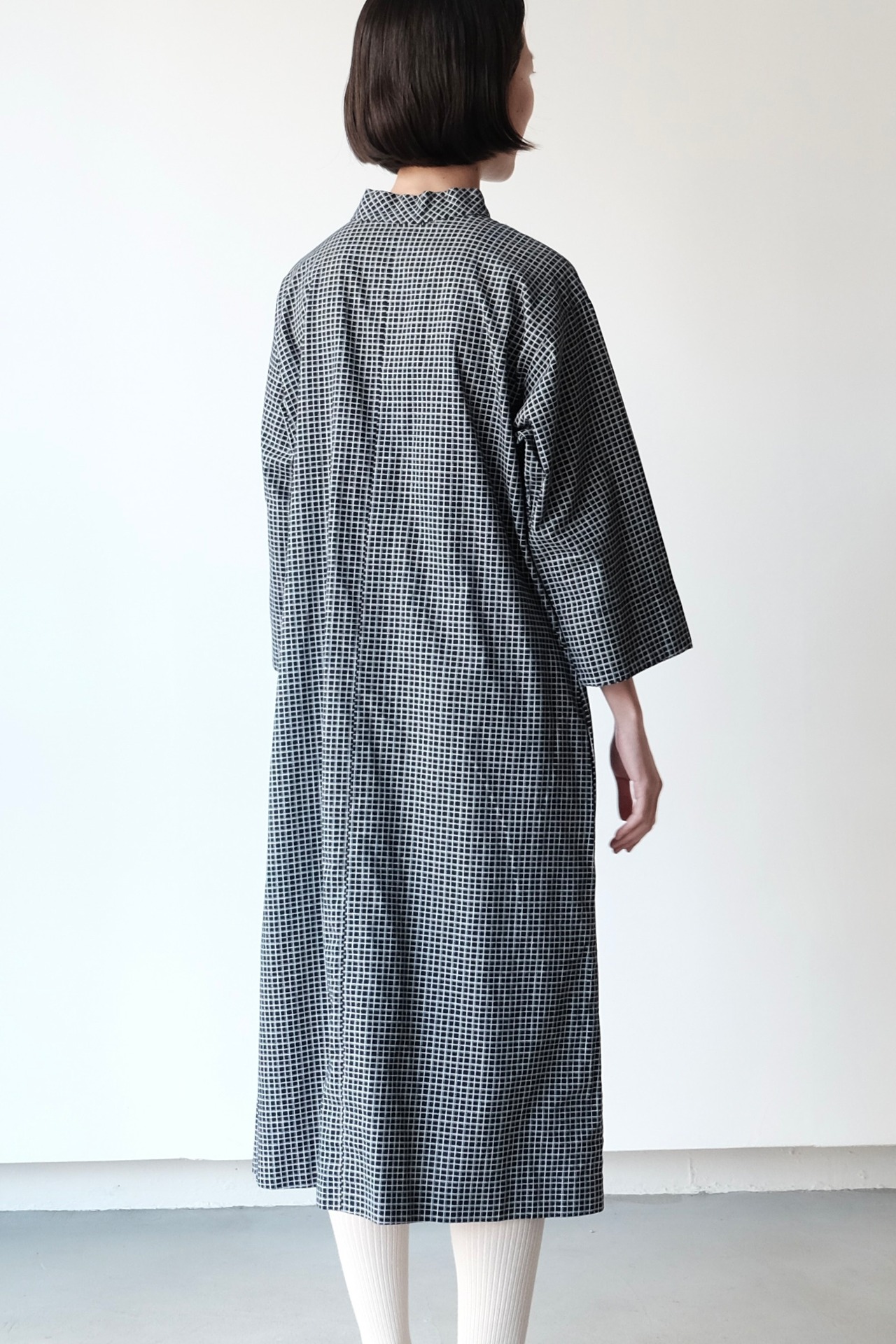 Micro graph check midi dress