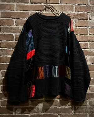 【Caka act3】“Remake” Velour Patchwork Vintage Loose Pullover Knit